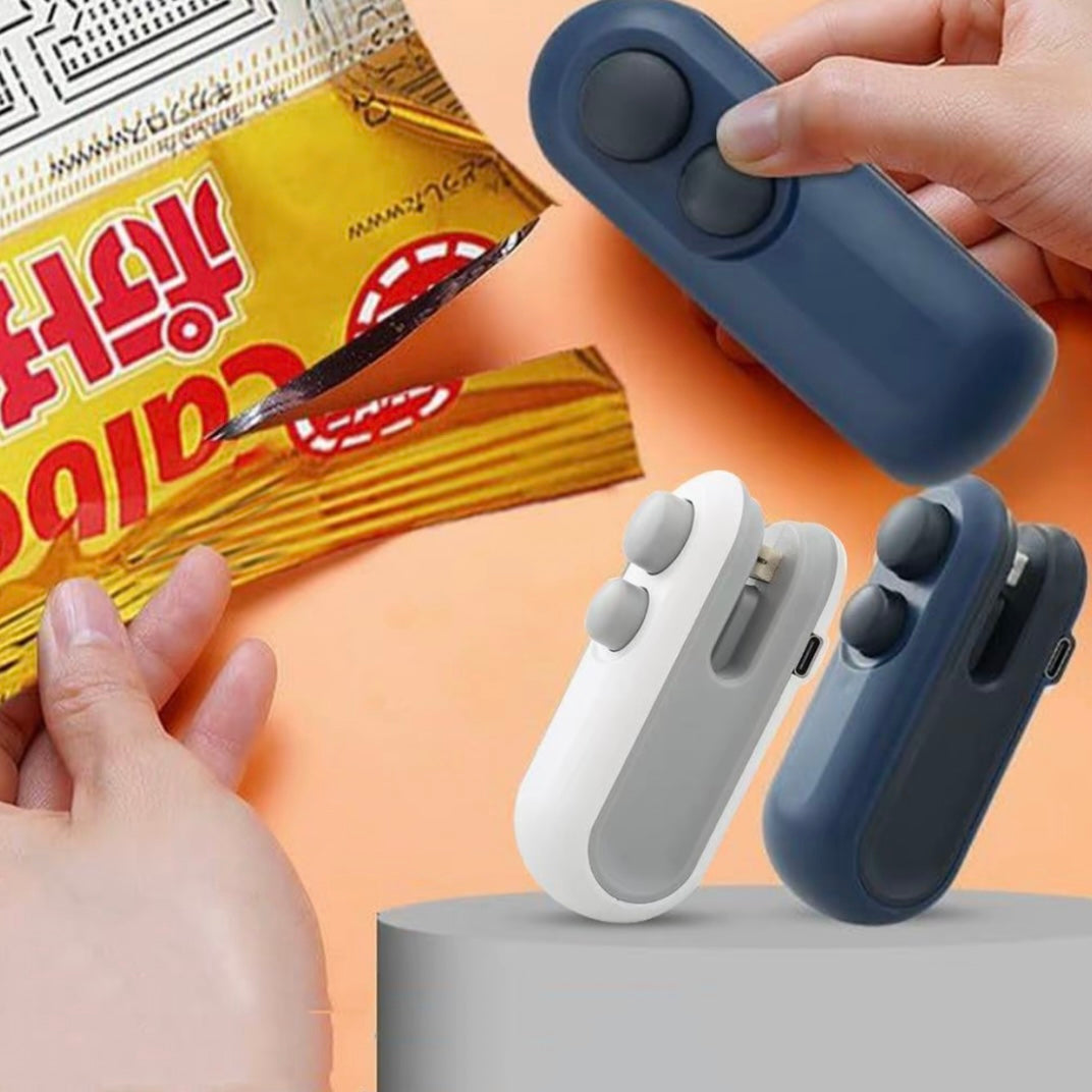 Mini 2 In 1 Sealer Heat Sealer Bag Opening Machine For Snacks Home USB Sealer Vacuum Sealer Snacks Plastic Bag Heat Sealer