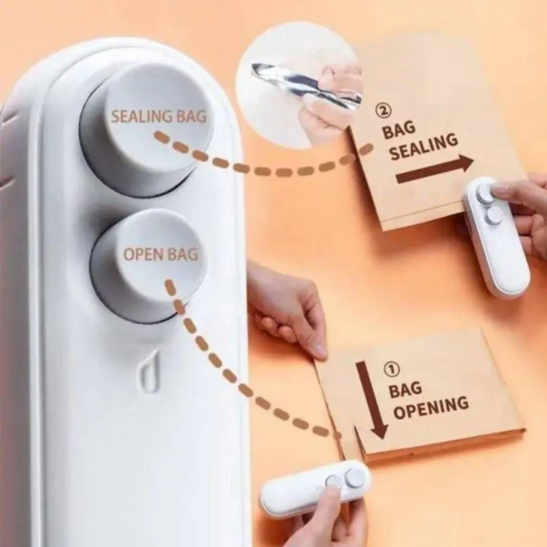 Mini 2 In 1 Sealer Heat Sealer Bag Opening Machine For Snacks Home USB Sealer Vacuum Sealer Snacks Plastic Bag Heat Sealer